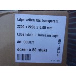 LDPE vellen los transparant 2200 x 2200 x 0,5 mm